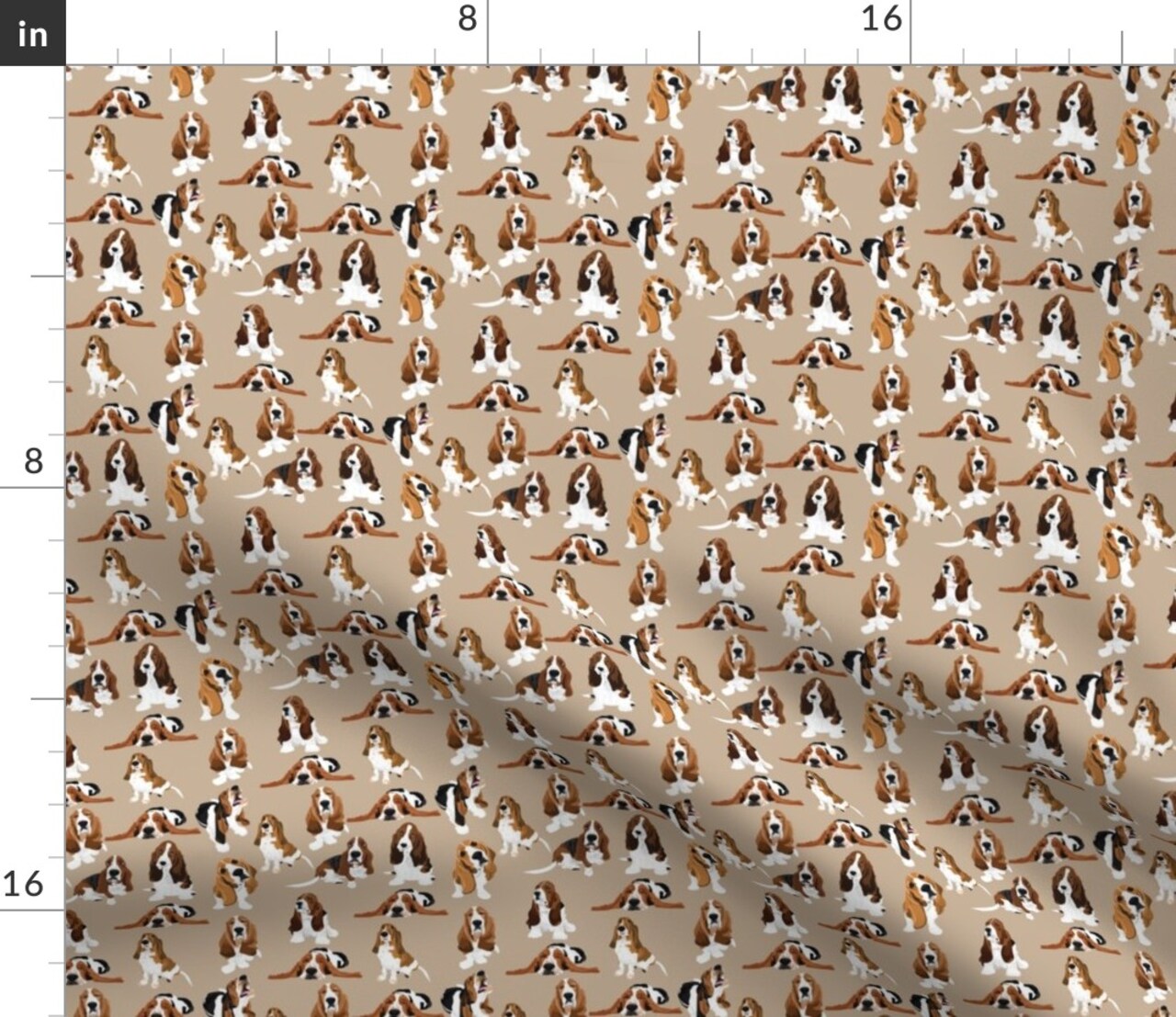 Basset Tan Dog Dogs Hound Hounds Custom Printed Fabric by Spoonflower Various Fabrics by the Yard or Fat Quarter